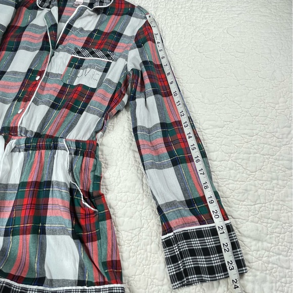 🔥NWOT Victoria’s Secret Plaid Red Green White Flannel Pajama Romper Women Sz S - Picture 4 of 16